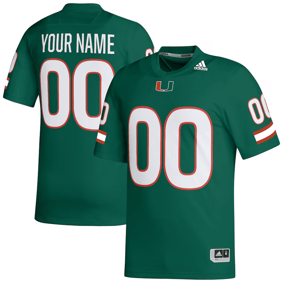 Personalized Men’s Miami Hurricanesized Green Stitched Football Jersey