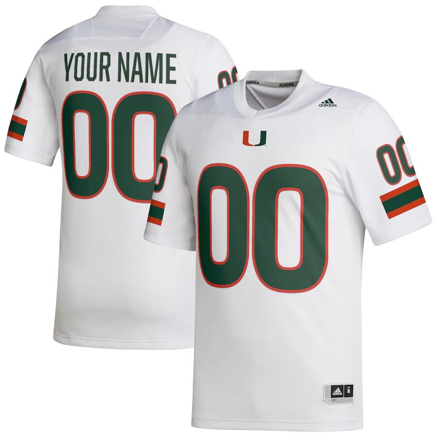 Personalized Men’s Miami Hurricanesized White Stitched Football Jersey