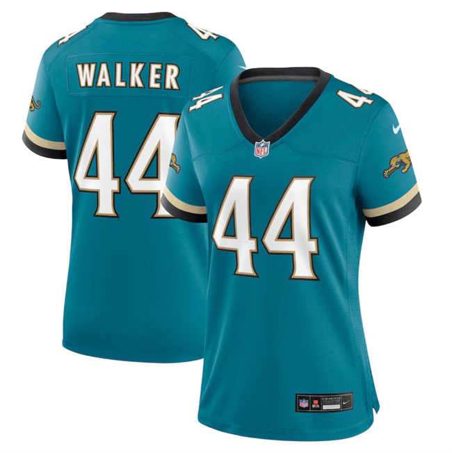 Personalized Women’s Jacksonville Jaguars #44 Travon Walker Teal 2024 Prowler Throwback Limited Stitched Football Jersey(Run Small)