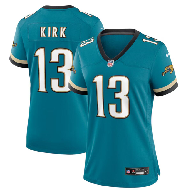 Personalized Women’s Jacksonville Jaguars #13 Christian Kirk Teal 2024 Prowler Throwback Limited Stitched Football Jersey(Run Small)