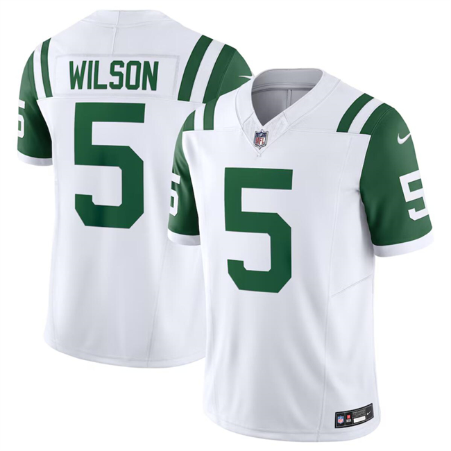 Personalized Men’s New York Jets #5 Garrett Wilson White Classic Alternate F.U.S.E. Limited Stitched Football Jersey