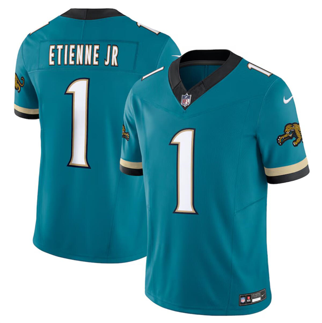 Personalized Men’s Jacksonville Jaguars #1 Travis Etienne JR Teal 2024 F.U.S.E. Prowler Throwback Limited Stitched Football Jersey