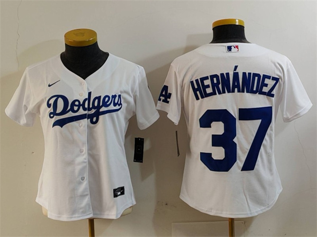 Personalized Women’s Los Angeles Dodgers #37 Teoscar Hernandez White Stitched Jersey(Run Small)