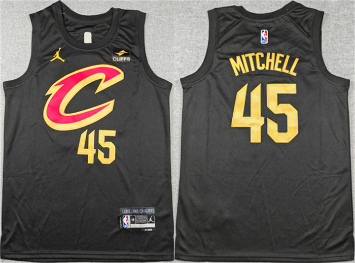 Personalized Men’s Cleveland Cavaliers #45 Donovan Mitchell Black Statement Edition Stitched Jersey
