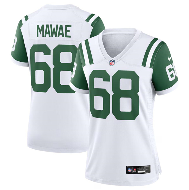 Personalized Women’s New York Jets #68 Kevin Mawae White Classic Alternate Stitched Jersey(Run Small)
