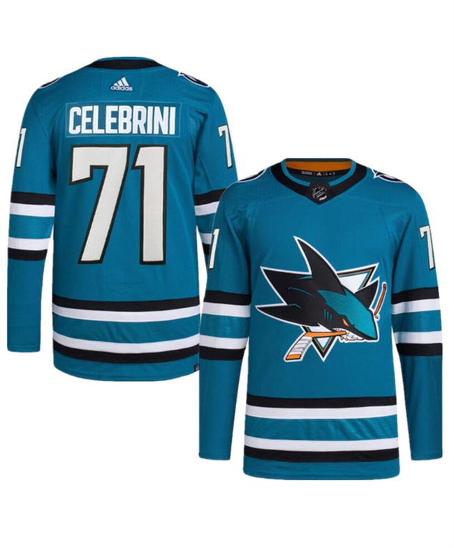 Personalized Men’s San Jose Sharks #71 Macklin Celebrini Teal 2024 Draft Stitched Jersey