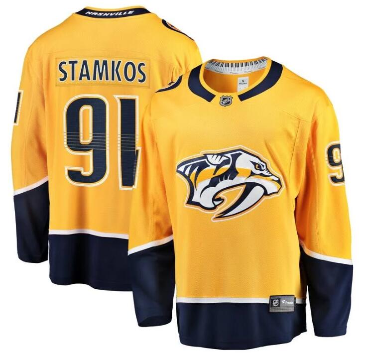 Personalized Men’s Nashville Predators #91 Steven Stamkos Gold Breakaway Home Stitched Jersey