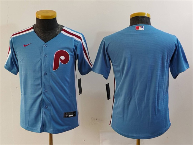 Personalized Youth Philadelphia Phillies Blank Blue Cool Base Stitched Baseball Jersey