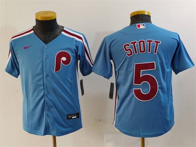 Personalized Youth Philadelphia Phillies #5 Bryson Stott Blue Cool Base Stitched Baseball Jersey