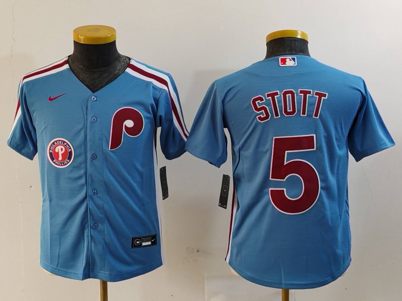 Personalized Youth Philadelphia Phillies #5 Bryson Stott Blue Cool Base Stitched Baseball Jerseys
