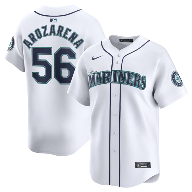 Personalized Men’s Seattle Mariners #56 Randy Arozarena White 2024 Home Limited Stitched Jersey