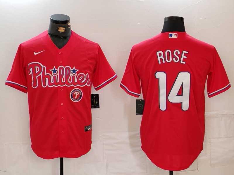 Personalized Men’s Philadelphia Phillies #14 Pete Rose Red Cool Base Stitched Jerseys