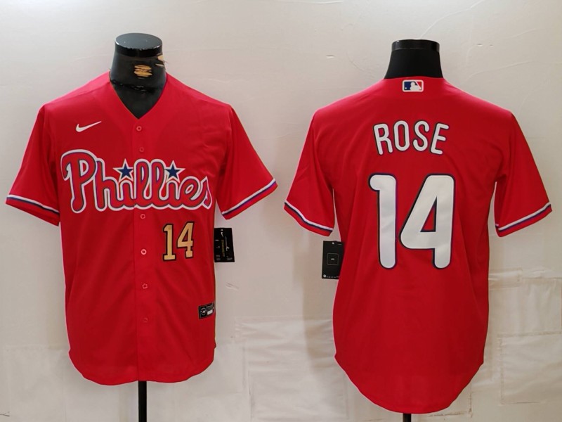 Personalized Men’s Philadelphia Phillies #14 Pete Rose Red Cool Base Stitched Jerseys