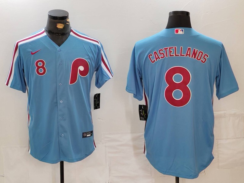 Personalized Men’s Philadelphia Phillies #8 Nick Castellanos Blue Cool Base Stitched Jersey