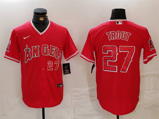 Personalized Men’s Los Angeles Angels #27 Mike Trout Red Stitched Baseball Jersey
