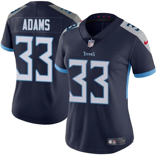 Personalized Women’s Tennessee Titans #33 Jamal Adams Navy 2024 Draft Stitched Football Jersey(Run Small)