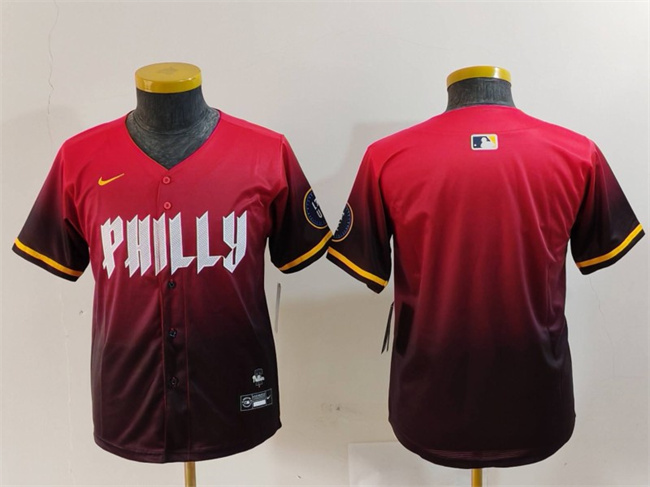 Personalized Youth Philadelphia Phillies Blank Red 2024 City Connect Limited Stitched Baseball Jersey