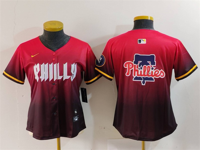 Personalized Women’s Philadelphia Phillies Team Big Logo Red 2024 City Connect Limited Stitched Baseball JerseyS