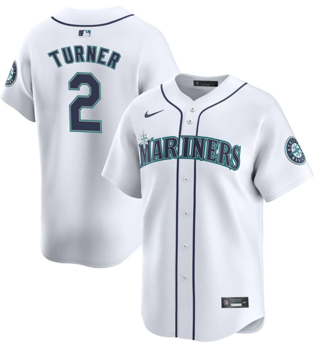 Personalized Men’s Seattle Mariners #2 Justin Turner White 2024 Home Limited Stitched Jersey