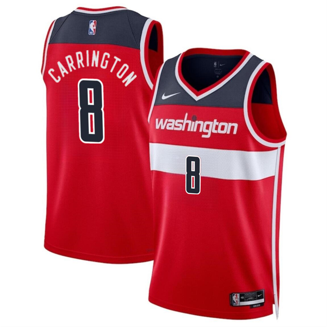 Personalized Men’s Washington Wizards #8 Carlton Carrington Red Icon Edition Stitched Basketball Jersey