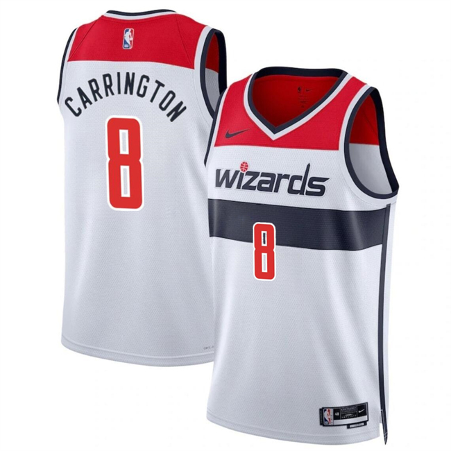 Personalized Men’s Washington Wizards #8 Carlton Carrington White Association Edition Stitched Basketball Jersey