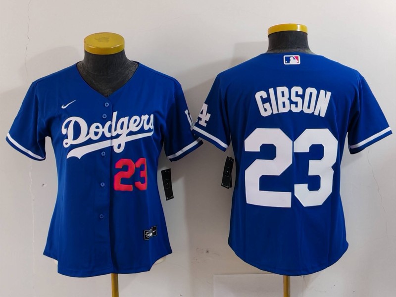 Personalized Women’s Los Angeles Dodgers #23 Kirk Gibson Blue Stitched Jersey(Run Small)