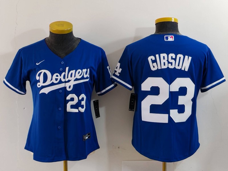 Personalized Women’s Los Angeles Dodgers #23 Kirk Gibson Blue Stitched Jersey(Run Small)