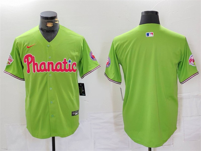 Personalized Men’s Philadelphia Phillies Blank Green With Patch Stitched Jersey