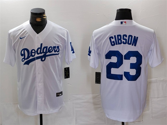 Personalized Men’s Los Angeles Dodgers #23 Kirk Gibson White Cool Base Stitched Baseball Jersey