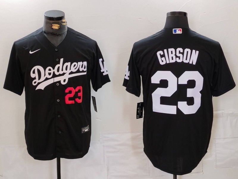 Personalized Men’s Los Angeles Dodgers #23 Kirk Gibson Black Cool Base Stitched Baseball Jerseys