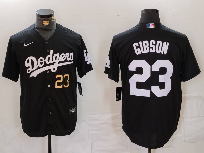 Personalized Men’s Los Angeles Dodgers #23 Kirk Gibson Black Cool Base Stitched Baseball Jerseys
