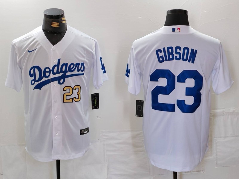 Personalized Men’s Los Angeles Dodgers #23 Kirk Gibson White Cool Base Stitched Baseball Jerseys