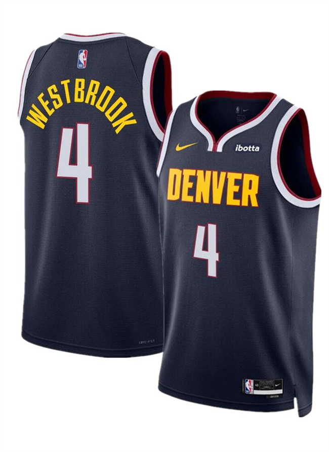 Personalized Men’s Denver Nuggets #4 Russell Westbrook Navy 2024 Icon Edition Stitched Basketball Jersey