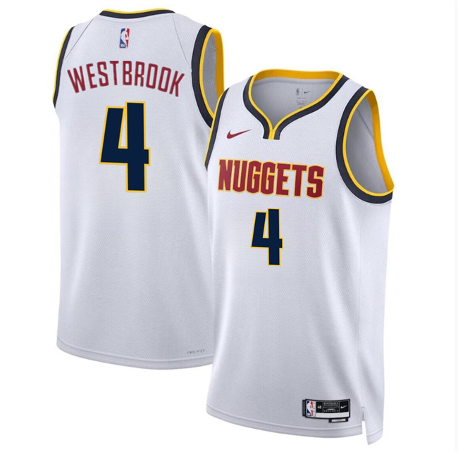 Personalized Men’s Denver Nuggets #4 Russell Westbrook White 2024 Association Edition Stitched Basketball Jersey