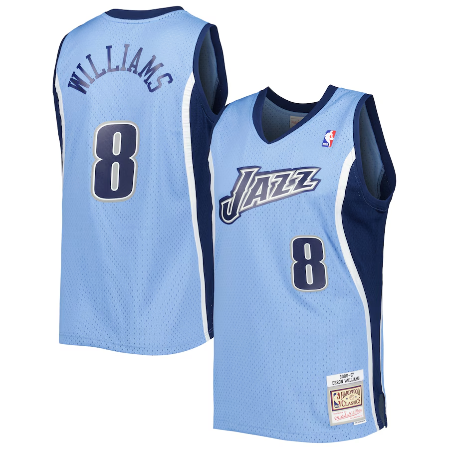 Personalized Men’s Utah Jazz #8 Deron Williams Blue 2001 02 Hardwood Classics Swingman Basketball Jersey