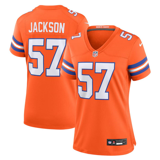 Personalized Women’s Denver Broncos #57 Tom Jackson Orange Mile High Collection 1977 Throwback Stitched Jersey(Run Small)
