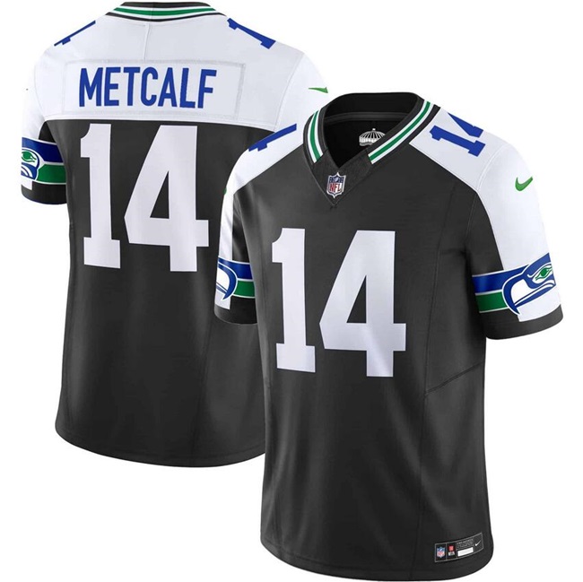 Personalized Men’s Seattle Seahawks #14 DK Metcalf Black 2023 F.U.S.E. Throwback Limited Stitched Football Jersey