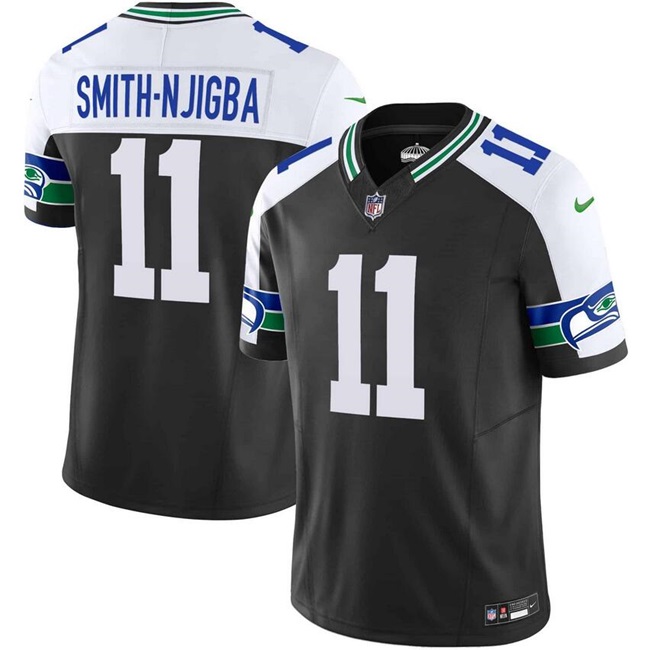 Personalized Men’s Seattle Seahawks #11 Jaxon Smith-Njigba Black F.U.S.E. Throwback Limited Stitched Football Jersey