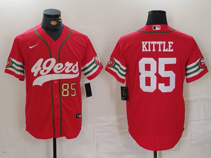 Personalized Men’s San Francisco 49ers #85 George Kittle Red With Patch Cool Base Stitched Baseball Jerseys