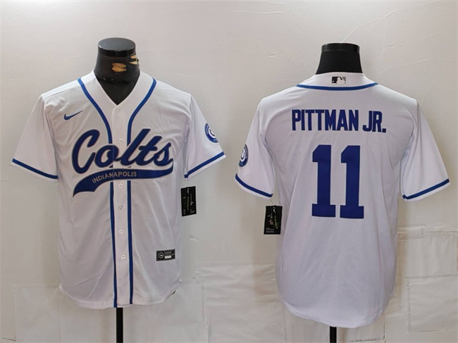 Personalized Men’s Indianapolis Colts #11 Michael Pittman Jr. White Cool Base Stitched Baseball Jersey