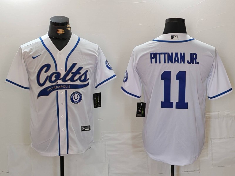 Personalized Men’s Indianapolis Colts #11 Michael Pittman Jr. White Cool Base Stitched Baseball Jerseys