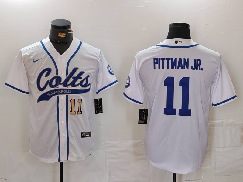 Personalized Men’s Indianapolis Colts #11 Michael Pittman Jr. White Cool Base Stitched Baseball Jerseys