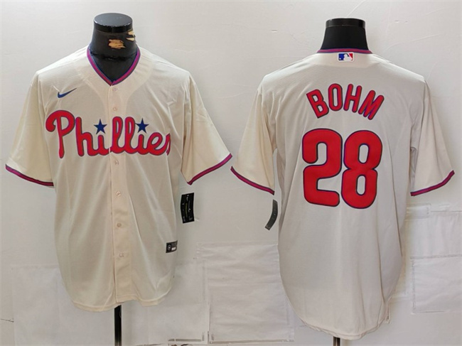 Personalized Men’s Philadelphia Phillies #28 Alec Bohm Cream Cool Base Stitched Jersey