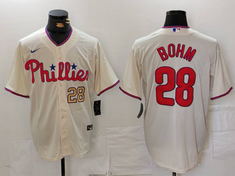 Personalized Men’s Philadelphia Phillies #28 Alec Bohm Cream Cool Base Stitched Jerseys
