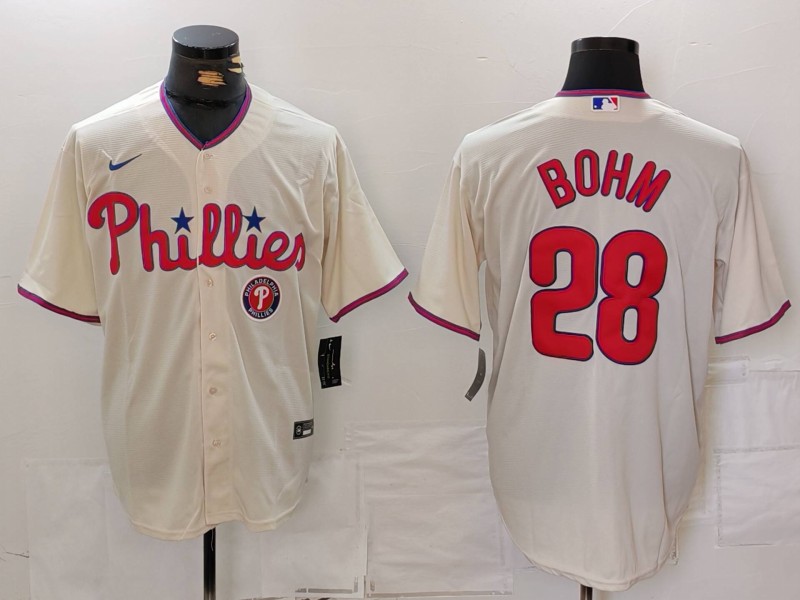 Personalized Men’s Philadelphia Phillies #28 Alec Bohm Cream Cool Base Stitched Jerseys