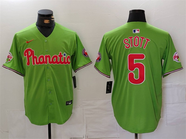 Personalized Men’s Philadelphia Phillies #5 Bryson Stott Green With Patch Stitched Jersey