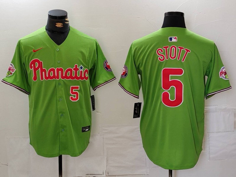 Personalized Men’s Philadelphia Phillies #5 Bryson Stott Green With Patch Stitched Jerseys