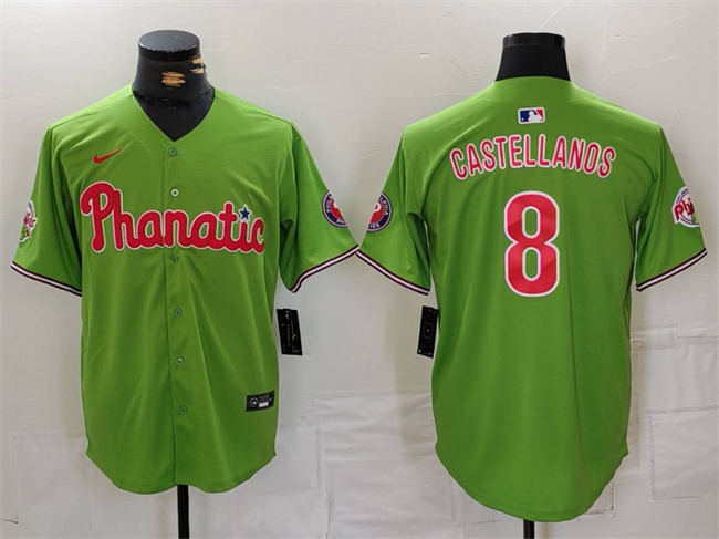 Personalized Men’s Philadelphia Phillies #8 Nick Castellanos Green With Patch Stitched Jersey
