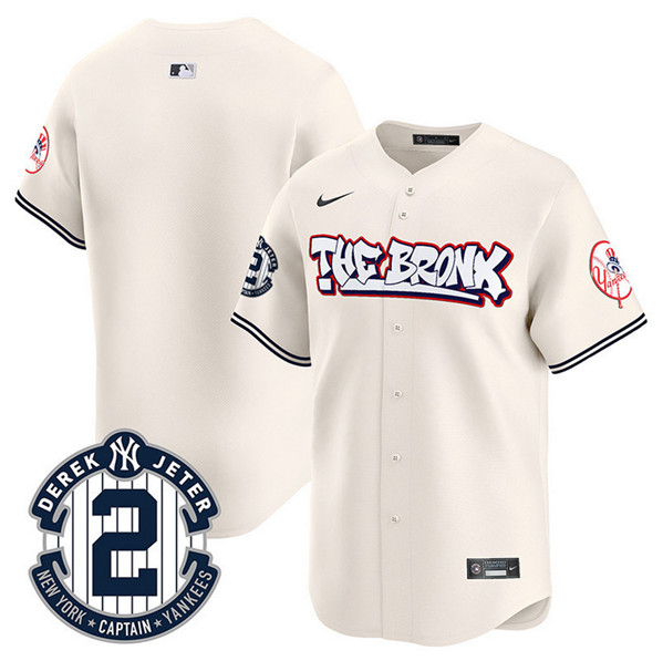 Personalized Men’s New York Yankees Blank Cream The Bronx Graffiti V2 Limited Stitched Baseball Jersey