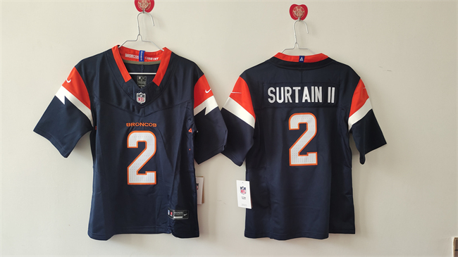 Personalized Youth Denver Broncos #2 Pat Surtain II Navy 2024 F.U.S.E. Alternate Limited Stitched Football Jersey